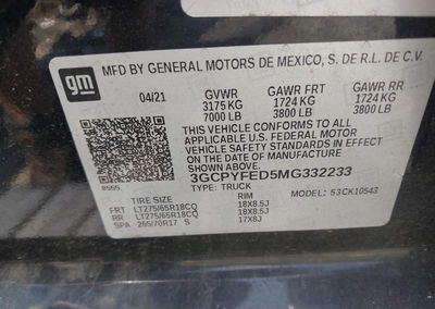 2021 Chevrolet Silverado 1500 4wd  Short Bed Lt Trail Boss, Front End damage, Iaai lot 45657800, photo 9 of 17