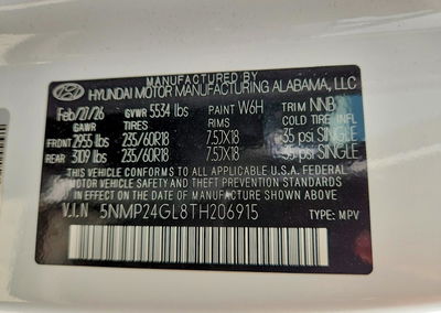 2026 Hyundai Santa Fe Sel, Front End damage, Copart lot 69642716, photo 14 of 14