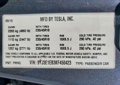 2019 Tesla Model 3, daño Frontal, Copart lote 58631086, foto 12 de 14