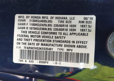 2019 Honda Cr-v Ex, daño Lateral derecho, Iaai lote 45898840, foto 9 de 16