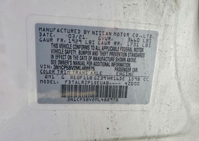 2021 Nissan Kicks S, uszkodzenie: Przód, Copart lot 68645296, zdjęcie 13 z 13