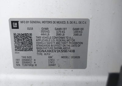 2019 Chevrolet Equinox Lt, uszkodzenie: Normal Wear & Tear, Iaai lot 45982735, zdjęcie 9 z 16