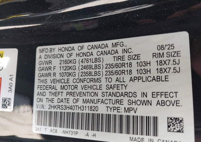 2026 Honda Cr-v Ex 2wd, Rollover damage, Iaai lot 45873605, photo 9 of 16