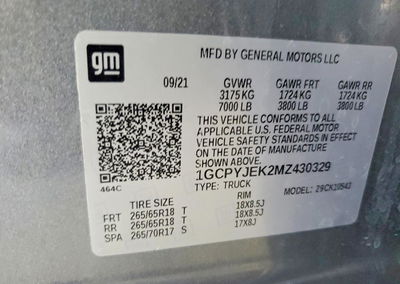 2021 Chevrolet Silverado K1500 Lt, uszkodzenie: Przód, Copart lot 67434576, zdjęcie 12 z 14