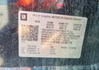 2020 Chevrolet Equinox Lt, Rear End damage, Copart lot 64786636, photo 12 of 12