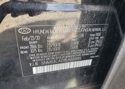 2020 Hyundai Santa Fe Sel, Front End damage, Copart lot 70469386, photo 12 of 12