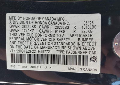 2026 Honda Civic Lx, daño Trasero, Iaai lote 46154638, foto 9 de 19