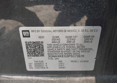 2023 Chevrolet Equinox Fwd Lt, Front End damage, Iaai lot 45648033, photo 9 of 16
