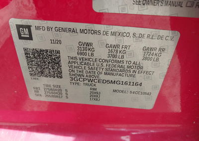 2021 Chevrolet Silverado 1500 2wd  Short Bed Lt, daño Front & Rear, Iaai lote 45787501, foto 9 de 18