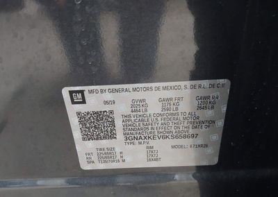 2019 Chevrolet Equinox Lt, daño Trasero, Iaai lote 45987441, foto 9 de 16