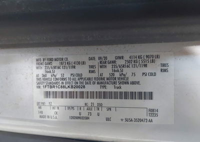 2020 Ford Transit-250, daño Front & Rear, Iaai lote 46036026, foto 9 de 16