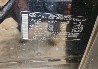 2022 Hyundai Santa Fe Sel, uszkodzenie: Przód, Copart lot 60617436, zdjęcie 14 z 14