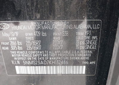2019 Hyundai Santa Fe Se, uszkodzenie: Normal Wear & Tear, Iaai lot 46189604, zdjęcie 9 z 16