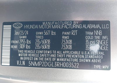 2024 Hyundai Santa Fe Sel, пошкодження: Передня частина, Iaai лот 46077404, фото 9 з 21