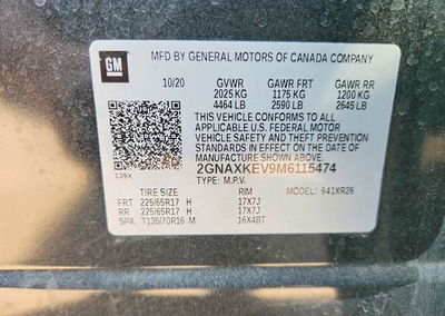2021 Chevrolet Equinox Lt, daño Frontal, Copart lote 68081996, foto 12 de 12