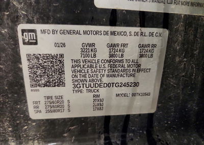 2026 Gmc Sierra K1500 Slt, uszkodzenie: Dach, Copart lot 62663676, zdjęcie 12 z 12