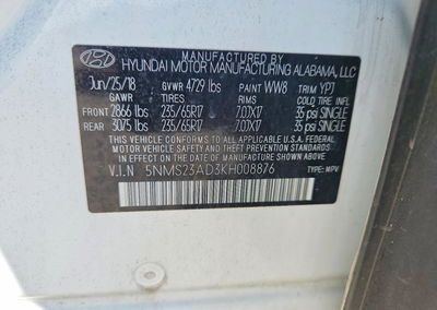 2019 Hyundai Santa Fe Se, uszkodzenie: Całe nadwozie, Copart lot 70531206, zdjęcie 13 z 13