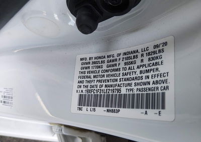 2020 Honda Civic Ex, daño Frontal, Iaai lote 46010328, foto 9 de 17