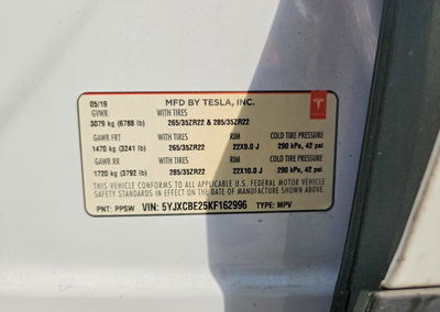 2019 Tesla Model X, Rear End damage, Copart lot 69208226, photo 12 of 12