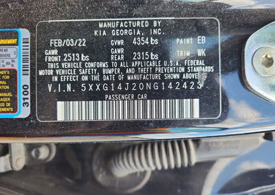 2022 Kia K5 Lxs, uszkodzenie: Bok, Copart lot 69552696, zdjęcie 13 z 15