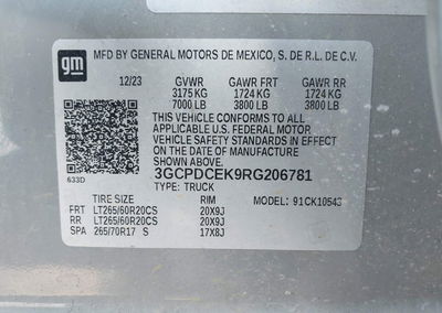 2024 Chevrolet Silverado 1500 4wd  Short Bed Custom Trail Boss, uszkodzenie: Przód, Iaai lot 46108457, zdjęcie 9 z 16