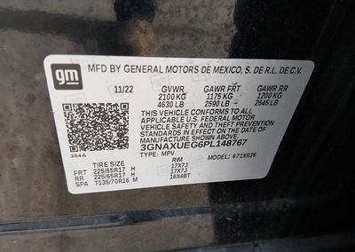2023 Chevrolet Equinox Awd Lt, Right Rear damage, Iaai lot 45719220, photo 9 of 16