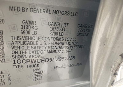 2020 Chevrolet Silverado 1500 2wd  Short Bed Lt, пошкодження: Лівий бік, Iaai лот 46046761, фото 9 з 18