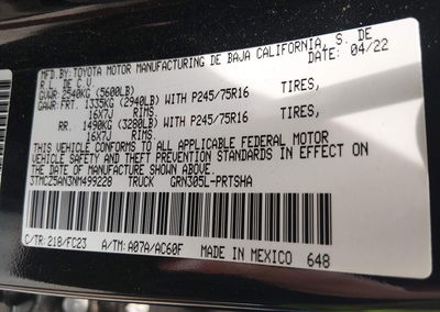 2022 Toyota Tacoma Sr5 V6, Left Side damage, Iaai lot 45557261, photo 9 of 17