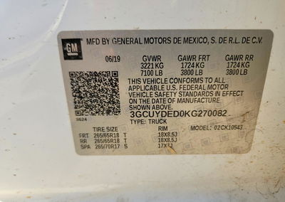 2019 Chevrolet Silverado K1500 Lt, uszkodzenie: Drobne wgniecenia/zarysowania, Copart lot 70487956, zdjęcie 12 z 12