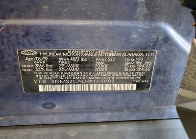 2019 Hyundai Santa Fe Se, Hail damage, Copart lot 65863756, photo 13 of 13