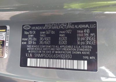 2025 Hyundai Santa Fe Calligraphy, daño Lateral derecho, Iaai lote 45922033, foto 9 de 16