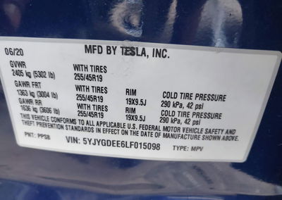 2020 Tesla Model Y Long Range Dual Motor All-wheel Drive, uszkodzenie: Lewy bok, Iaai lot 46073169, zdjęcie 9 z 19