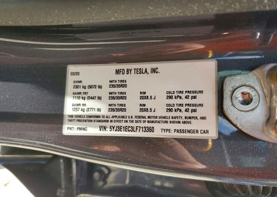 2020 Tesla Model 3, daño Frontal, Copart lote 61555166, foto 12 de 12
