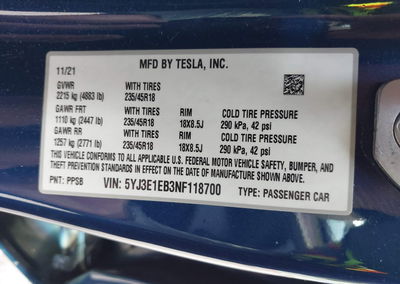 2022 Tesla Model 3 Long Range Dual Motor All-wheel Drive, uszkodzenie: Przód, Iaai lot 46005563, zdjęcie 9 z 14