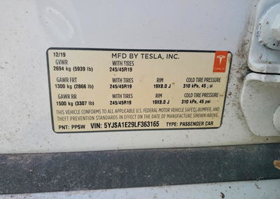 2020 Tesla Model S, Vandalism damage, Copart lot 69429736, photo 12 of 12