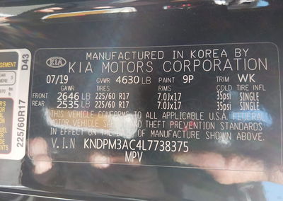2020 Kia Sportage Lx, daño Theft, Iaai lote 46029258, foto 9 de 16