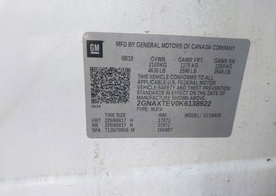 2019 Chevrolet Equinox Lt, daño Trasero, Iaai lote 45946676, foto 9 de 17