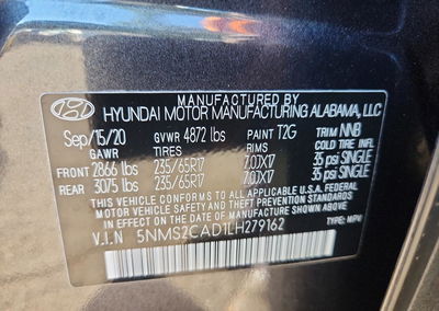 2020 Hyundai Santa Fe Se, пошкодження: Передня частина, Copart лот 71093596, фото 14 з 16