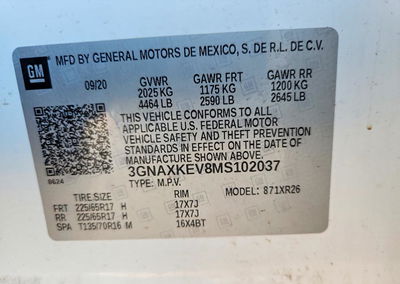 2021 Chevrolet Equinox Lt, пошкодження: Передня частина, Copart лот 70839376, фото 13 з 13