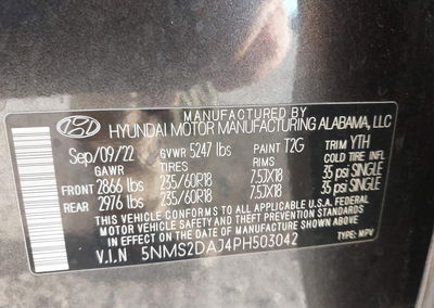 2023 Hyundai Santa Fe Sel, uszkodzenie: Tył, Iaai lot 45997163, zdjęcie 9 z 17