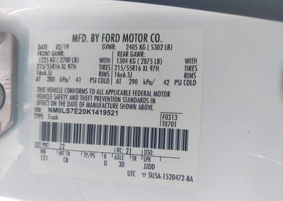 2019 Ford Transit Connect Xl, daño Left & Right Side, Iaai lote 46210009, foto 9 de 17