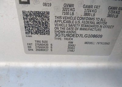 2020 Gmc Sierra 1500 4wd  Short Box Slt, Front End damage, Iaai lot 45847859, photo 9 of 16