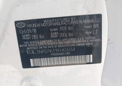 2019 Hyundai Elantra Se, Right Rear damage, Iaai lot 46232208, photo 9 of 16
