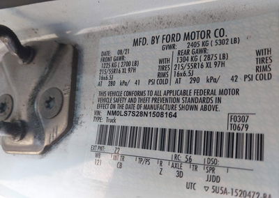 2022 Ford Transit Connect Xl, daño Normal Wear & Tear, Iaai lote 46209018, foto 9 de 18