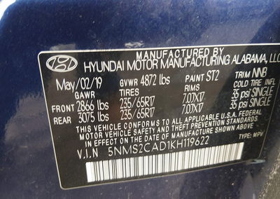 2019 Hyundai Santa Fe Se, uszkodzenie: Lewy bok, Iaai lot 45888780, zdjęcie 9 z 17