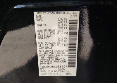 2019 Nissan Murano S, daño Frontal, Iaai lote 46148578, foto 9 de 16