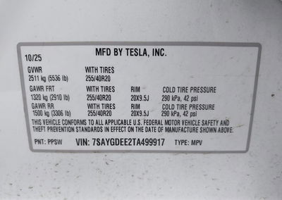 2026 Tesla Model Y All-wheel Drive/long Range Launch Series/premium All-wheel Drive, uszkodzenie: Przód, Iaai lot 46123571,