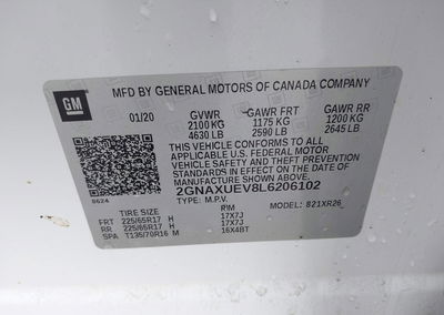 2020 Chevrolet Equinox Awd Lt 1.5l Turbo, пошкодження: Правий перед, Iaai лот 45492680, фото 9 з 17