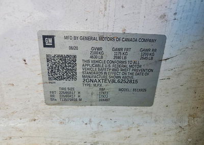 2020 Chevrolet Equinox Lt, daño Generalizado, Copart lote 71379356, foto 13 de 14