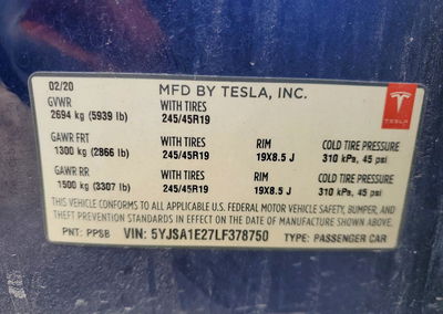 2020 Tesla Model S, daño Abolladuras/rayones menores, Copart lote 73528346, foto 12 de 12